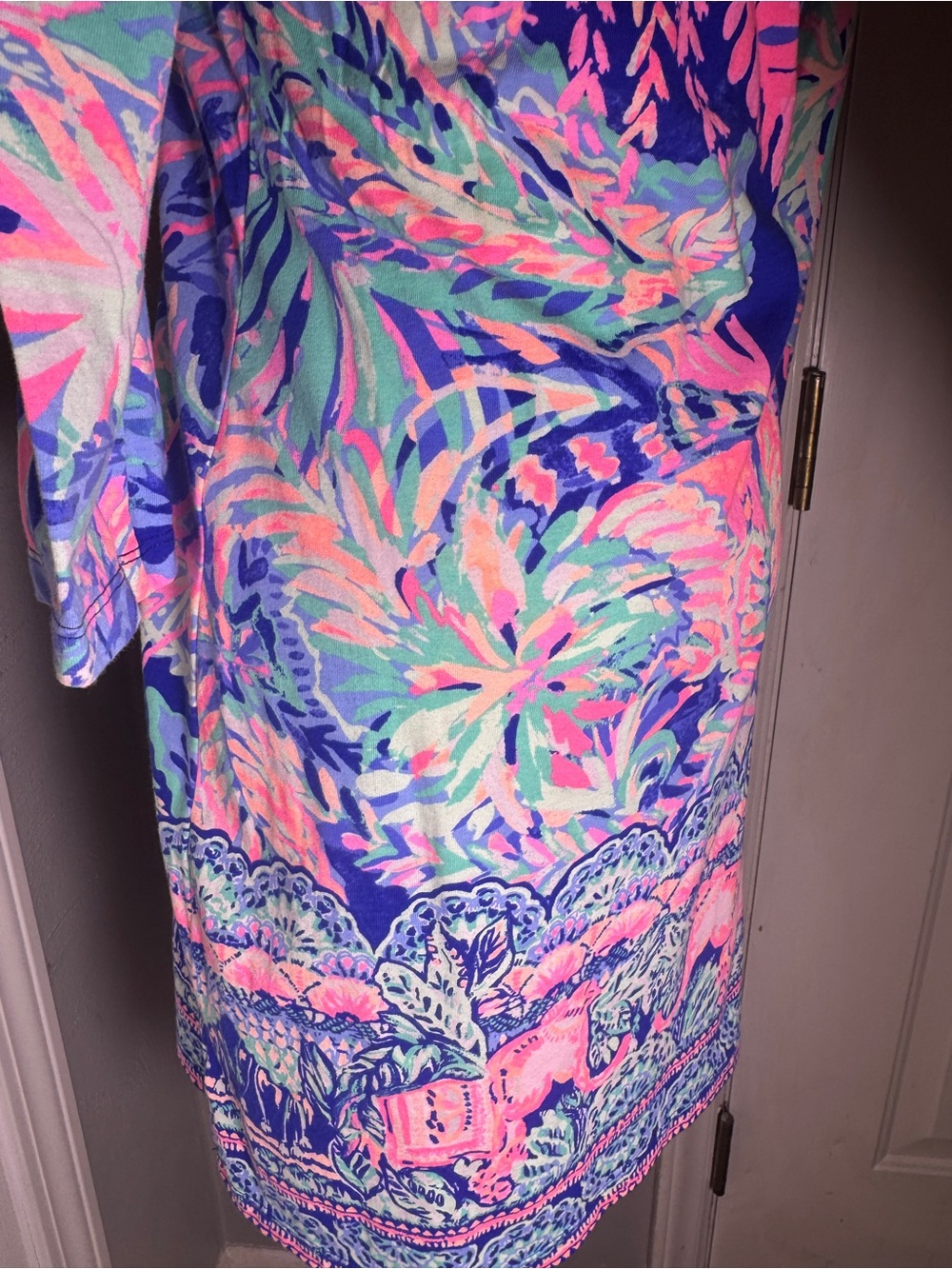 Lilly Pulitzer Bay Dress Multi Sunset Safari Print XS Cotton Dress Vacation - Picture 10 of 17